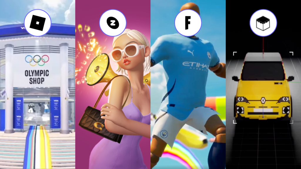 Different brands in gaming platforms. The Olympics on Roblox. Coach on ZEPETO. Manchester City Football Club on Fortnite. Renault on Minecraft.