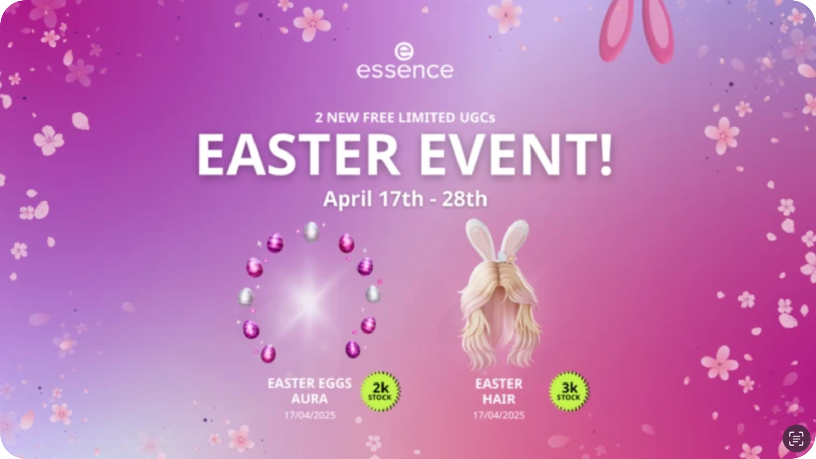 popular roblox items - essence cosmetics' kingdom of essentia easter event